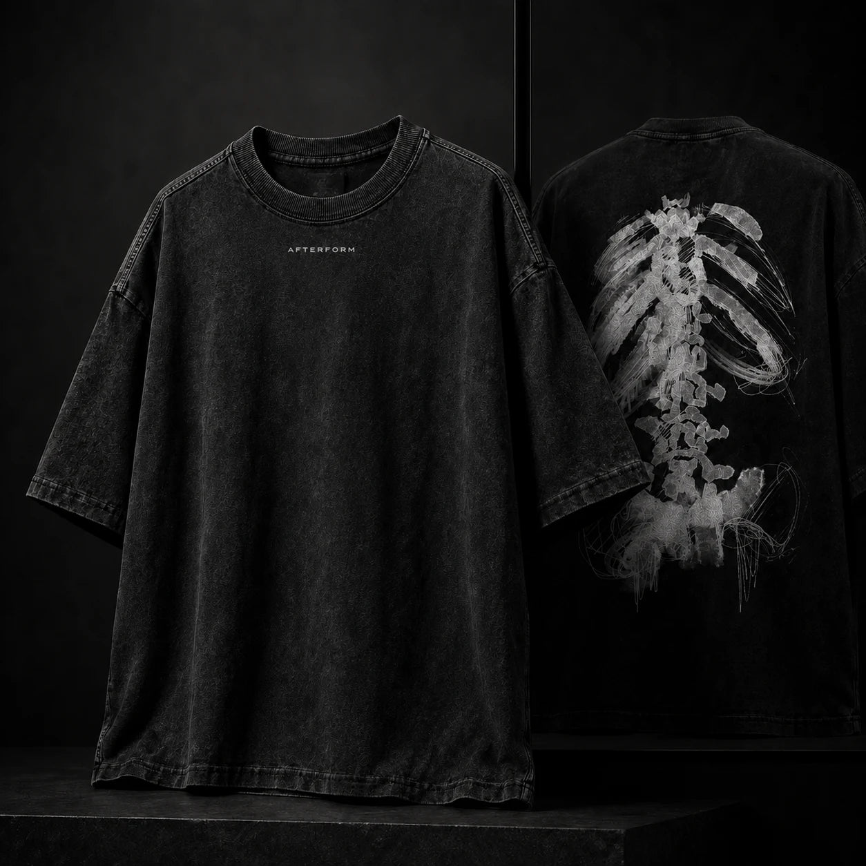 Washed black AFTERFORM REMNANT Washed Oversized Cotton T-Shirt study.
