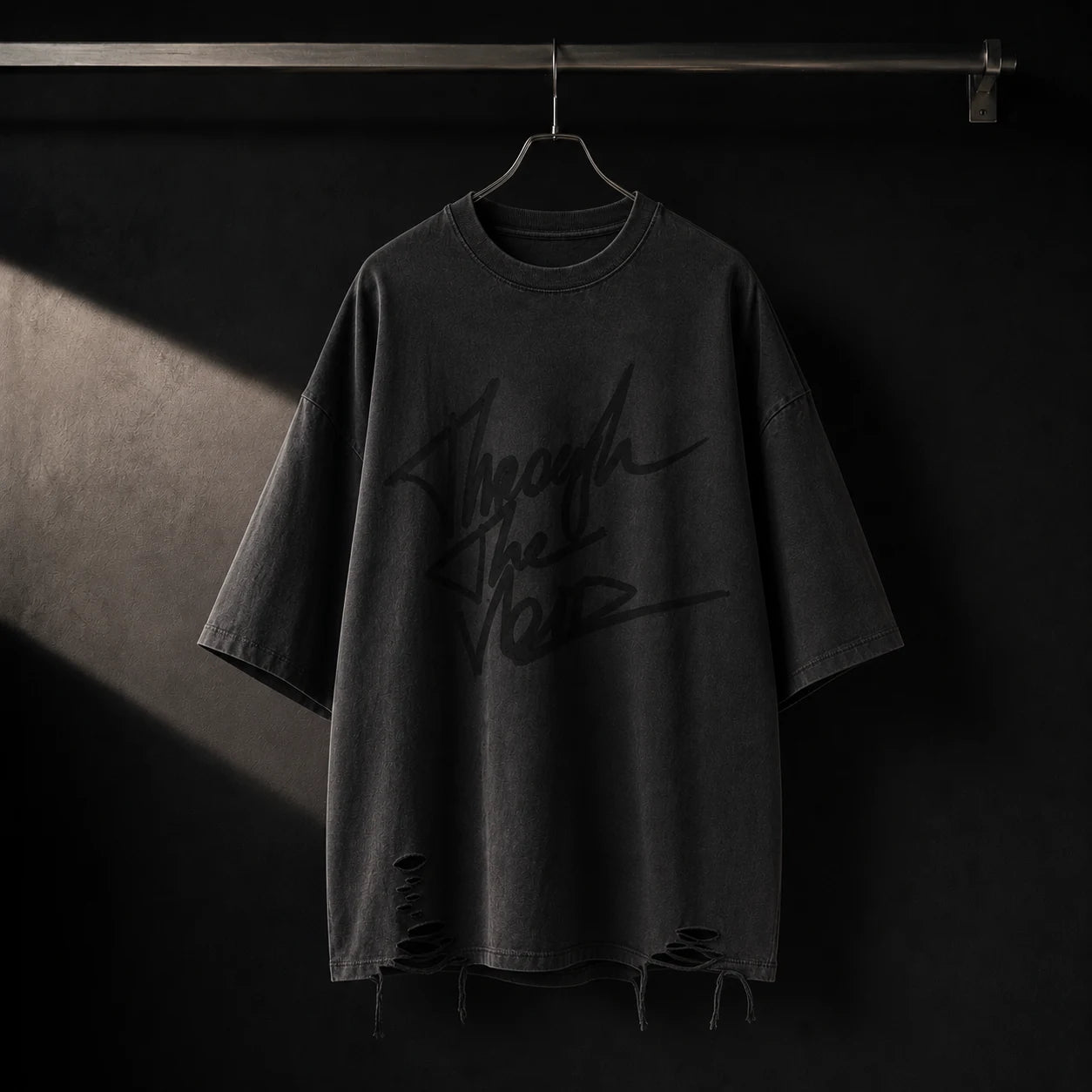 Washed black AFTERFORM VOID Washed Raw-Hem T-Shirt study.
