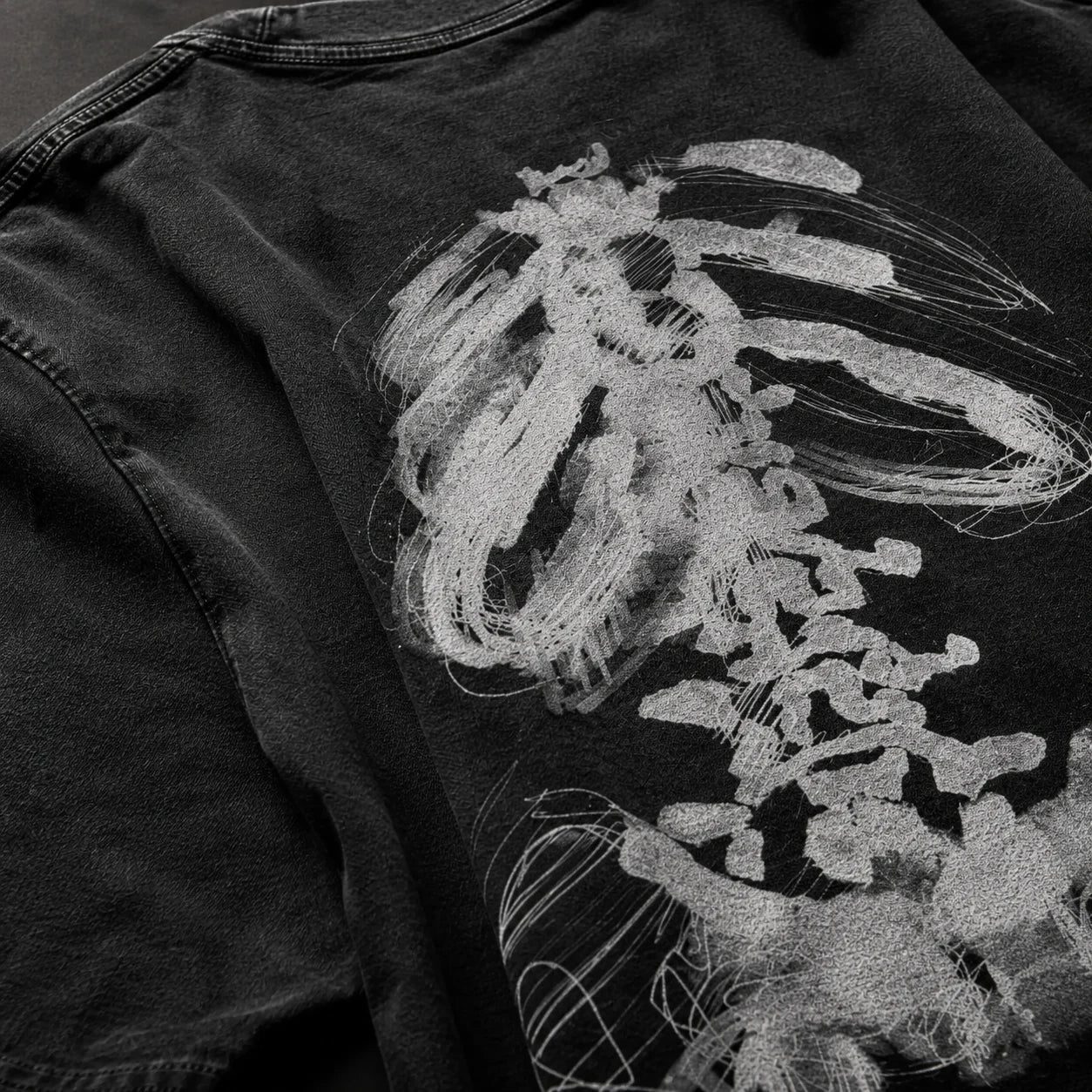 Close view of an AFTERFORM graphic print.