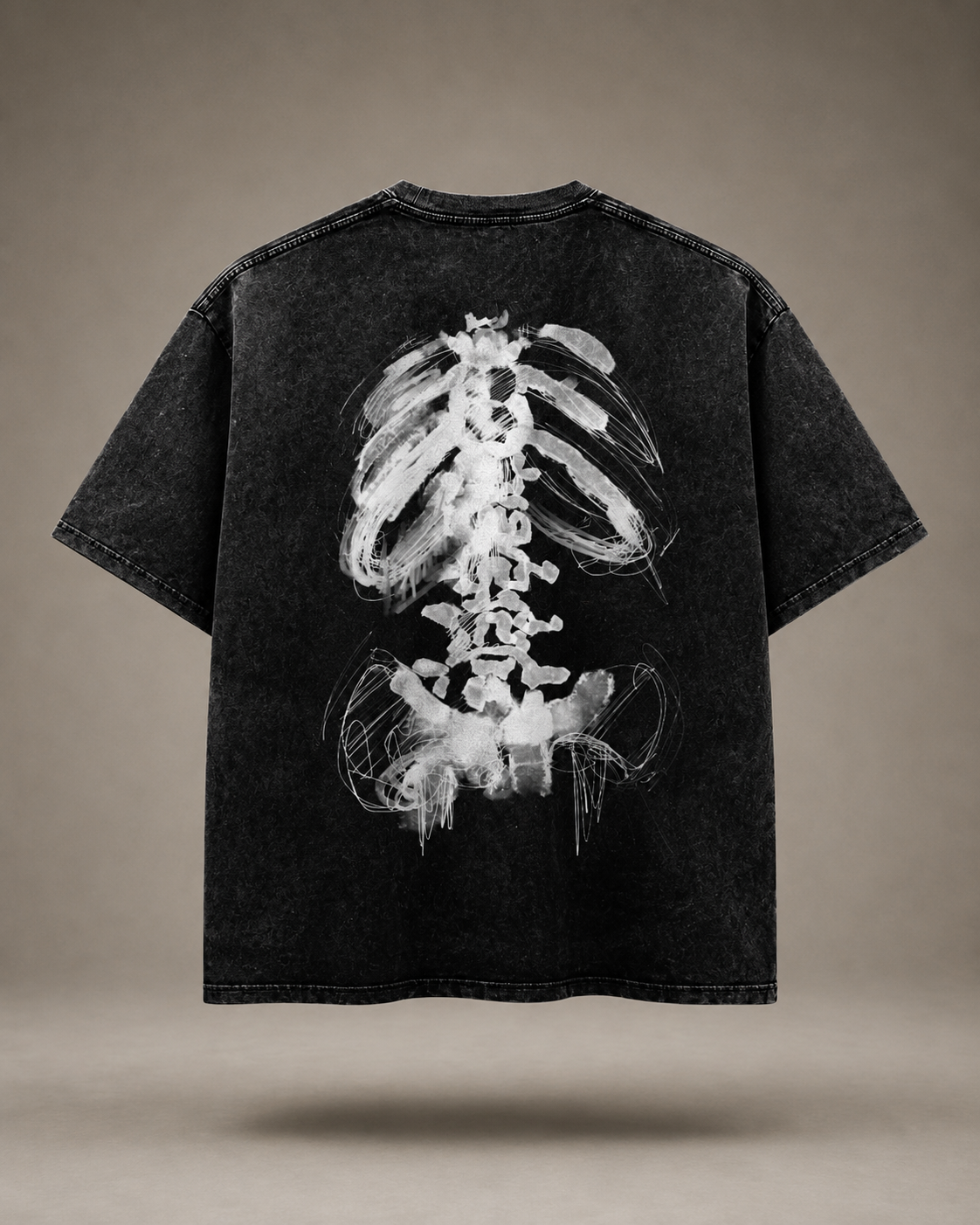 Back view of AFTERFORM REMNANT Washed Oversized Cotton T-Shirt with rear artwork