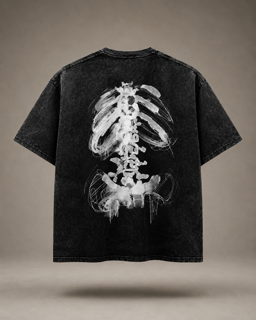 Back view of AFTERFORM REMNANT Washed Oversized Cotton T-Shirt with rear artwork
